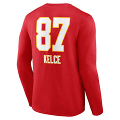 Travis Kelce Kansas City Chiefs Team Wordmark Player Name & Number Long Sleeve T-Shirt - Red T-shirts