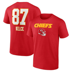 Travis Kelce Kansas City Chiefs Team Wordmark Player Name & Number T-Shirt - Red T-shirts