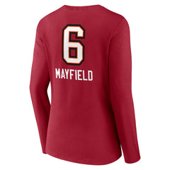 Baker Mayfield Tampa Bay Buccaneers Women's Team Wordmark Player Name & Number Long Sleeve V-Neck T-Shirt - Red T-shirts