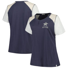 Houston Astros '47 Women's Plus Size Henley T-Shirt - Navy/Gray T-shirts