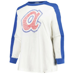 Atlanta Braves '47 Women's Plus Size Caribou Raglan Long Sleeve T-Shirt - White T-shirts