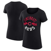 Cincinnati Reds G-III 4Her by Carl Banks Women's Super-Slim Fit Lightweight City Graphic T-Shirt - Black T-shirts