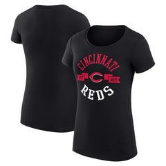 Cincinnati Reds G-III 4Her by Carl Banks Women's Super-Slim Fit Lightweight City Graphic T-Shirt - Black T-shirts
