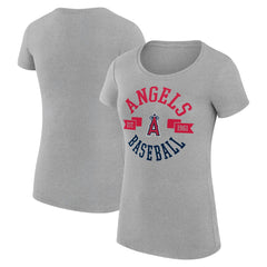 Los Angeles Angels G-III 4Her by Carl Banks Women's Super-Slim Fit Lightweight City Graphic T-Shirt - Heather Gray T-shirts