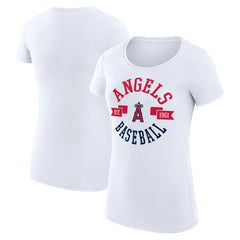 Los Angeles Angels G-III 4Her by Carl Banks Women's Super-Slim Fit Lightweight City Graphic T-Shirt - White T-shirts