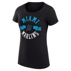 Miami Marlins G-III 4Her by Carl Banks Women's Super-Slim Fit Lightweight City Graphic T-Shirt - Black T-shirts