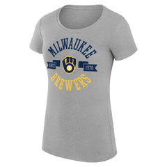 Milwaukee Brewers G-III 4Her by Carl Banks Women's Super-Slim Fit Lightweight City Graphic T-Shirt - Heather Gray T-shirts