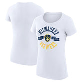 Milwaukee Brewers G-III 4Her by Carl Banks Women's Super-Slim Fit Lightweight City Graphic T-Shirt - White T-shirts
