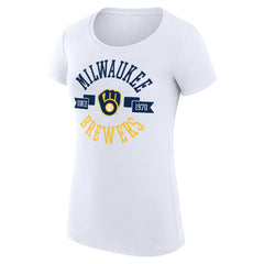 Milwaukee Brewers G-III 4Her by Carl Banks Women's Super-Slim Fit Lightweight City Graphic T-Shirt - White T-shirts