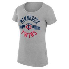 Minnesota Twins G-III 4Her by Carl Banks Women's Super-Slim Fit Lightweight City Graphic T-Shirt - Heather Gray T-shirts