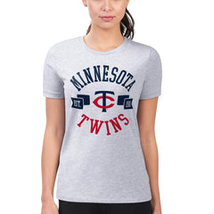 Minnesota Twins G-III 4Her by Carl Banks Women's Super-Slim Fit Lightweight City Graphic T-Shirt - Heather Gray T-shirts