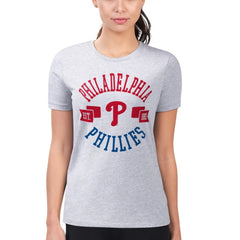 Philadelphia Phillies G-III 4Her by Carl Banks Women's Super-Slim Fit Lightweight City Graphic T-Shirt - Heather Gray T-shirts