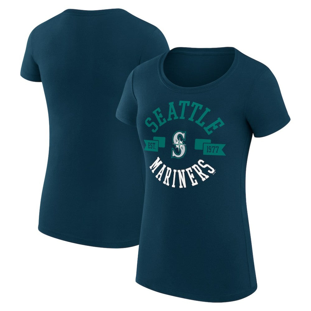 Seattle Mariners G-III 4Her by Carl Banks Women's Super-Slim Fit Lightweight City Graphic T-Shirt - Navy T-shirts