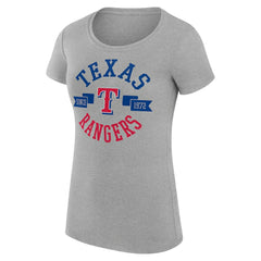 Texas Rangers G-III 4Her by Carl Banks Women's Super-Slim Fit Lightweight City Graphic T-Shirt - Heather Gray T-shirts