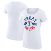 Texas Rangers G-III 4Her by Carl Banks Women's Super-Slim Fit Lightweight City Graphic T-Shirt - White T-shirts