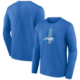 Detroit Lions Throwback Long Sleeve T-Shirt - Blue T-shirts