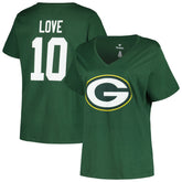 Jordan Love Green Bay Packers Women's Plus Size Name & Number V-Neck T-Shirt - Green T-shirts