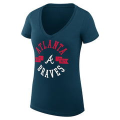 Atlanta Braves G-III 4Her by Carl Banks Women's Super-Slim Fit Lightweight City Graphic V-Neck T-Shirt - Navy T-shirts