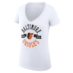 Baltimore Orioles G-III 4Her by Carl Banks Women's Super-Slim Fit Lightweight City Graphic V-Neck T-Shirt - White T-shirts