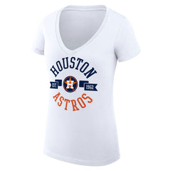 Houston Astros G-III 4Her by Carl Banks Women's Super-Slim Fit Lightweight City Graphic V-Neck T-Shirt - White T-shirts