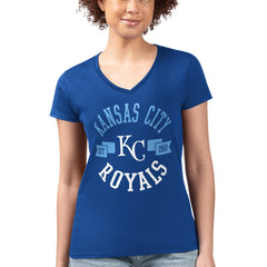 Kansas City Royals G-III 4Her by Carl Banks Women's Super-Slim Fit Lightweight City Graphic V-Neck T-Shirt - Royal T-shirts