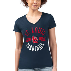 St. Louis Cardinals G-III 4Her by Carl Banks Women's Super-Slim Fit Lightweight City Graphic V-Neck T-Shirt - Navy T-shirts