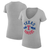 Texas Rangers G-III 4Her by Carl Banks Women's Super-Slim Fit Lightweight City Graphic V-Neck T-Shirt - Heather Gray T-shirts