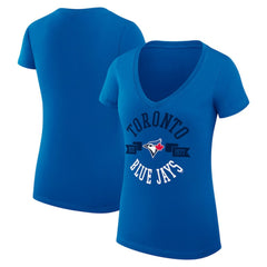 Toronto Blue Jays G-III 4Her by Carl Banks Women's Super-Slim Fit Lightweight City Graphic V-Neck T-Shirt - Royal T-shirts
