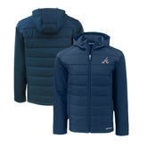 Atlanta Braves Cutter & Buck Stars & Stripes Evoke Hybrid Eco Softshell Recycled Full-Zip Hoodie Jacket - Navy Jackets