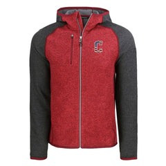 Cleveland Guardians Cutter & Buck Stars & Stripes Mainsail Sweater-Knit Full-Zip Hoodie - Heather Red/Heather Charcoal Hoodies