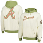 Atlanta Braves New Era Color Pop Pullover Hoodie - Cream/Green Hoodies