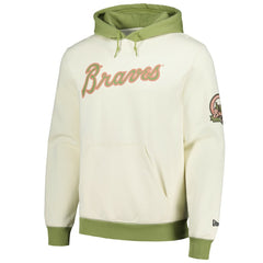 Atlanta Braves New Era Color Pop Pullover Hoodie - Cream/Green Hoodies