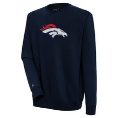 Denver Broncos Antigua Victory Crewneck Pullover Sweatshirt - Navy Pullover