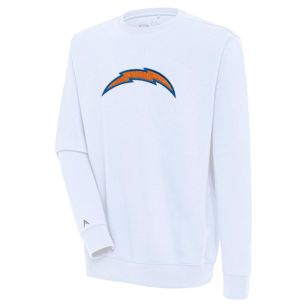 Los Angeles Chargers Antigua Victory Crewneck Pullover Sweatshirt - White Pullover