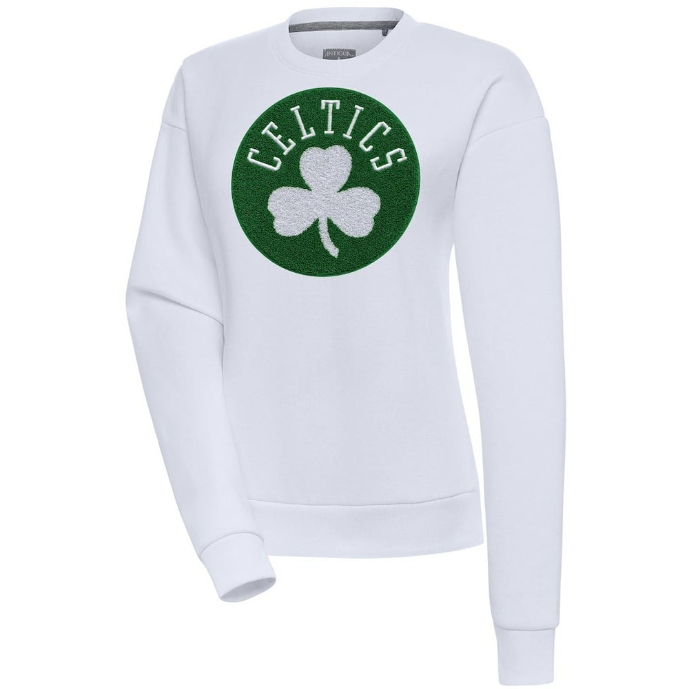 Boston Celtics Antigua Women's Victory Crewneck Pullover Sweatshirt White