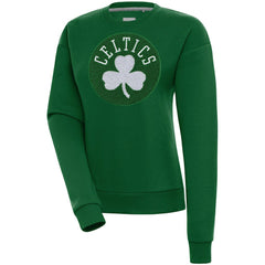 Boston Celtics Antigua Women's Victory Crewneck Pullover Sweatshirt Hunter Green
