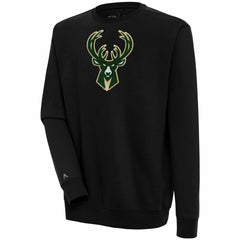 Milwaukee Bucks Antigua Victory Crewneck Pullover Sweatshirt Black outlet