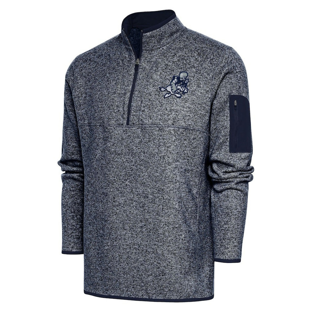 Dallas Cowboys Adult Throwback Logo Fortune Quarter-Zip Pullover Jacket - Heather Navy Pullover