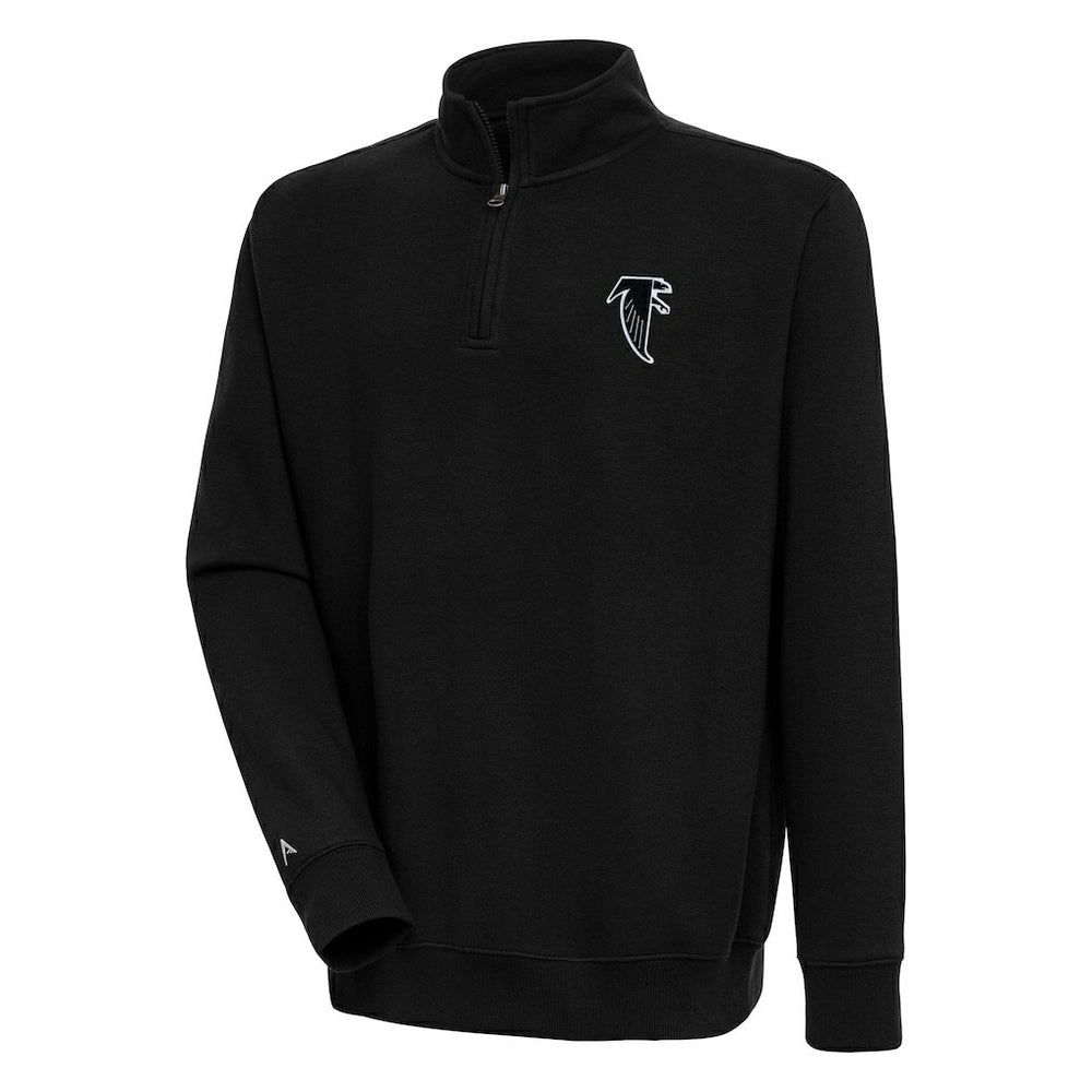 Atlanta Falcons Adult Throwback Logo Victory Quarter-Zip Pullover Top - Black Pullover