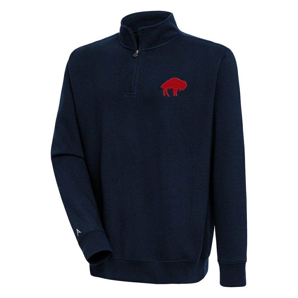 Buffalo Bills Adult Throwback Logo Victory Quarter-Zip Pullover Top - Navy Pullover