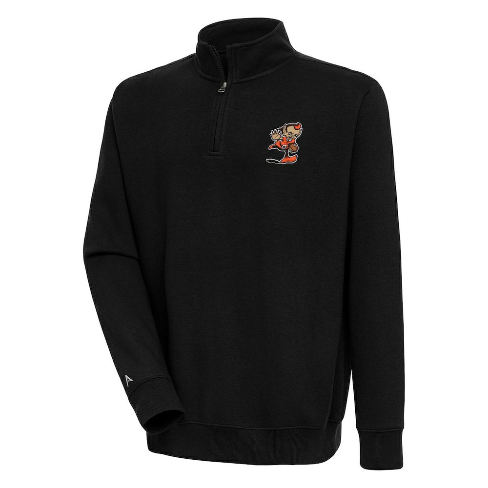 Cleveland Browns Adult Throwback Logo Victory Quarter-Zip Pullover Top - Black Pullover