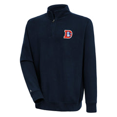 Denver Broncos Adult Throwback Logo Victory Quarter-Zip Pullover Top - Navy Pullover