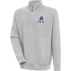 New England Patriots Adult Throwback Logo Victory Quarter-Zip Pullover Top - Heather Gray Pullover