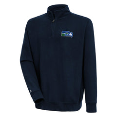 Seattle Seahawks Adult Throwback Logo Victory Quarter-Zip Pullover Top - Navy Pullover