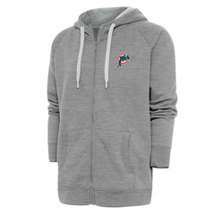 Miami Dolphins Adult Throwback Logo Victory Full-Zip Hoodie - Heather Gray Hoodies