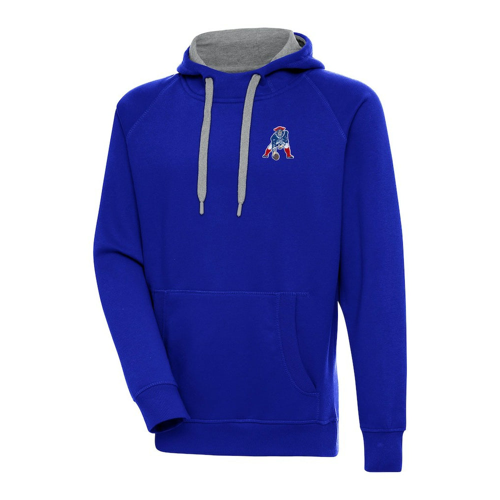 New England Patriots Adult Throwback Logo Victory Pullover Hoodie - Royal Hoodies