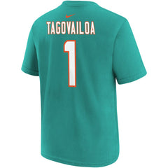 Tua Tagovailoa Miami Dolphins Youth Player Name & Number T-Shirt - Aqua T-shirts
