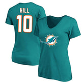 Tyreek Hill Miami Dolphins Women's Plus Size Fair Catch Name & Number Scoop Neck T-Shirt - Aqua T-shirts