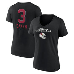Budda Baker Arizona Cardinals Women's Team Wordmark Player Name & Number V-Neck T-Shirt - Black T-shirts