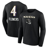 Zay Flowers Baltimore Ravens Team Wordmark Player Name & Number Long Sleeve T-Shirt - Black T-shirts